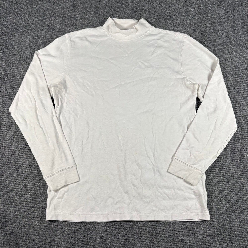 Covington Mock Neck Shirt Mens Small White Excellent Long Sleeve Cotton Basic